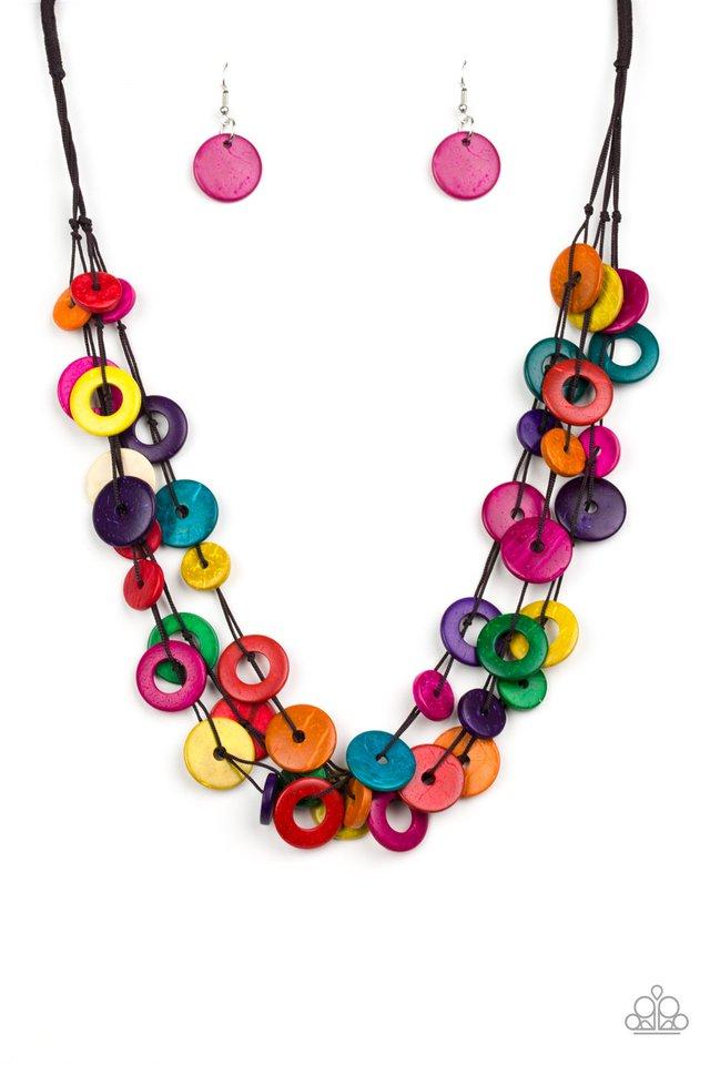 Wonderfully Walla Walla Multicolor Wood Necklace - Paparazzi Accessories-CarasShop.com - $5 Jewelry by Cara Jewels