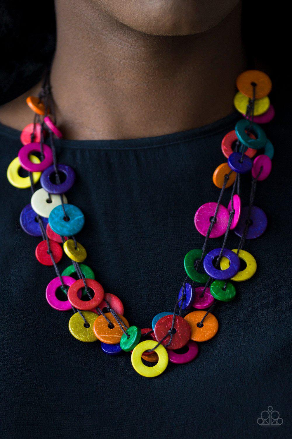 Wonderfully Walla Walla Multicolor Wood Necklace - Paparazzi Accessories-CarasShop.com - $5 Jewelry by Cara Jewels