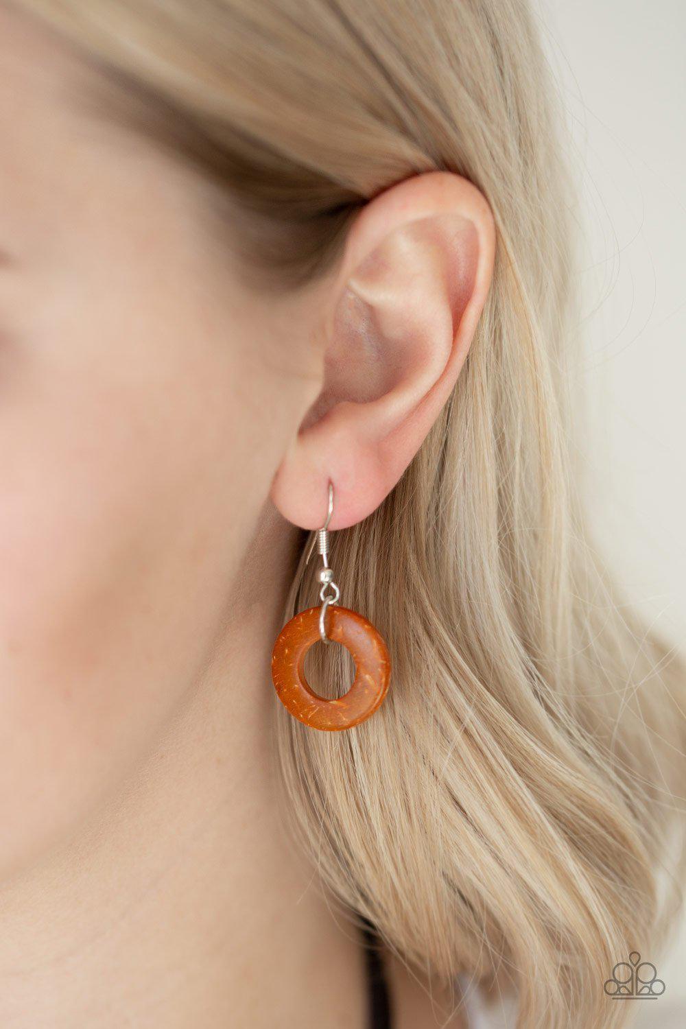 Wonderfully Walla Walla Orange Wood Necklace - Paparazzi Accessories-CarasShop.com - $5 Jewelry by Cara Jewels