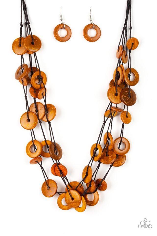 Wonderfully Walla Walla Orange Wood Necklace - Paparazzi Accessories-CarasShop.com - $5 Jewelry by Cara Jewels