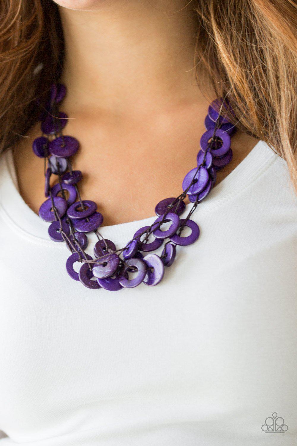 Wonderfully Walla Walla Purple Wood Necklace - Paparazzi Accessories-CarasShop.com - $5 Jewelry by Cara Jewels