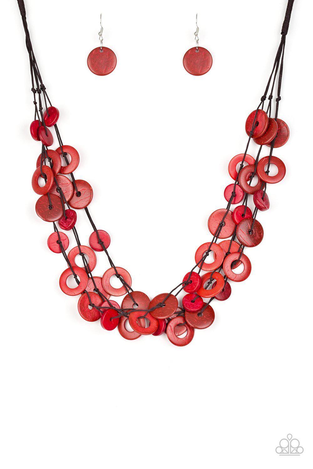Wonderfully Walla Walla Red Wood Necklace - Paparazzi Accessories-CarasShop.com - $5 Jewelry by Cara Jewels