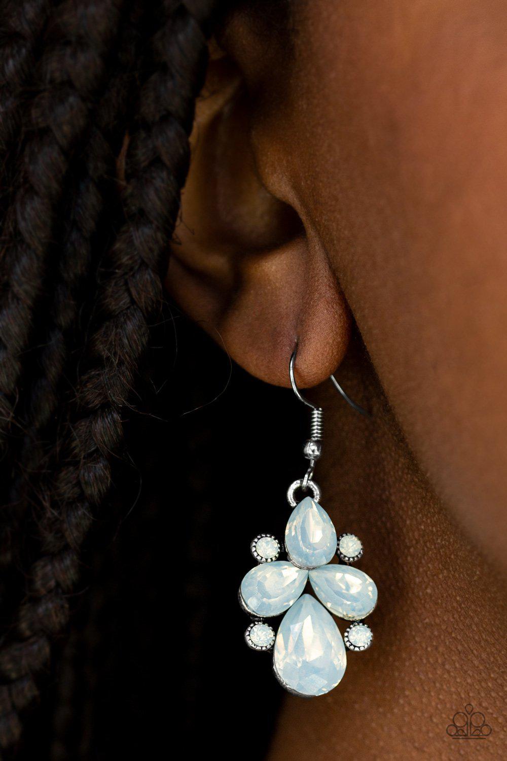 Wonderland Waltz White Earrings - Paparazzi Accessories-CarasShop.com - $5 Jewelry by Cara Jewels