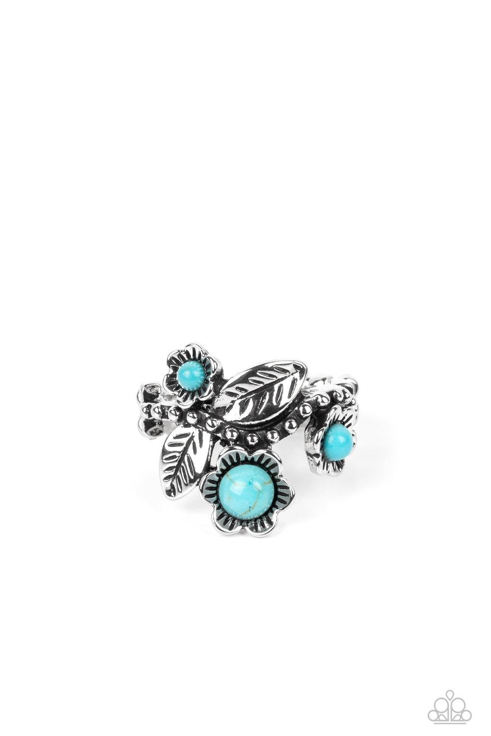 Wonderland Wildflower Turquoise Blue Stone Ring - Paparazzi Accessories- lightbox - CarasShop.com - $5 Jewelry by Cara Jewels