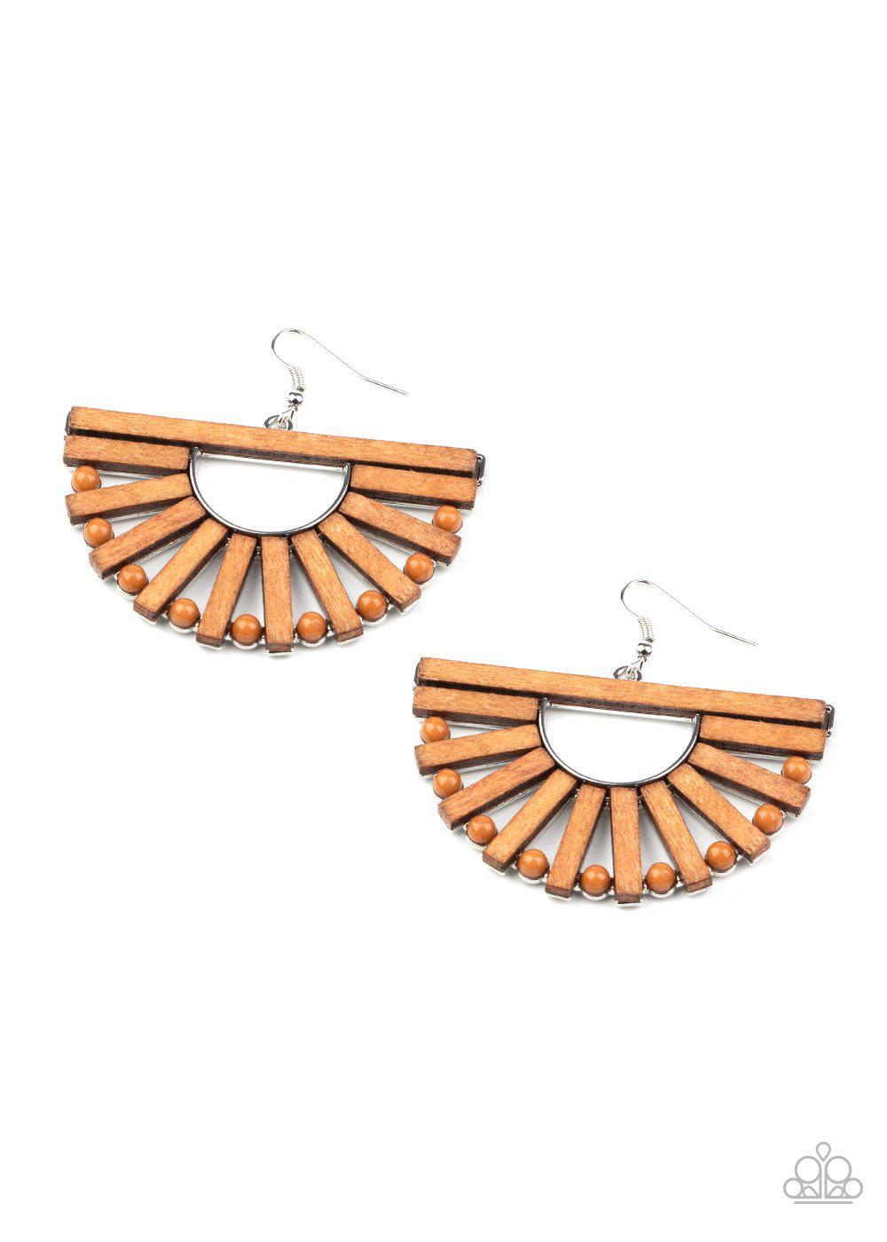 Wooden Wonderland Brown Wood Earrings - Paparazzi Accessories - lightbox -CarasShop.com - $5 Jewelry by Cara Jewels