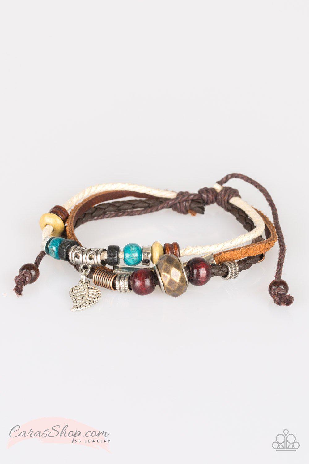 Woodland Wonderland Brown Leather Urban Knot Bracelet - Paparazzi Accessories-CarasShop.com - $5 Jewelry by Cara Jewels