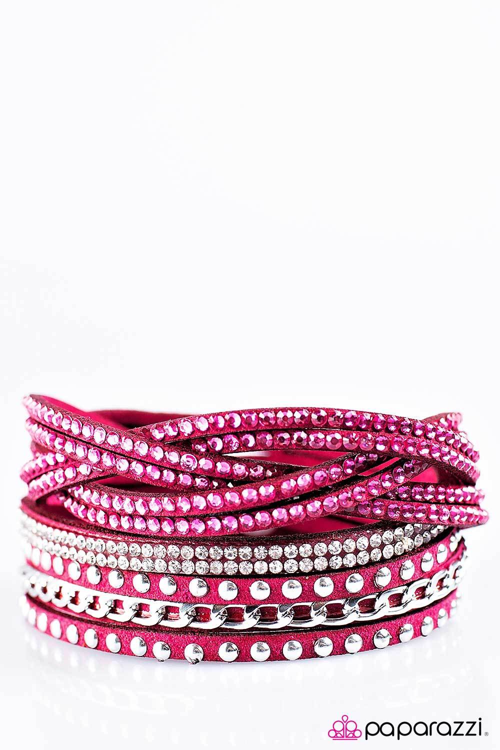 Work Your Magic Pink Braided Double-wrap Snap Bracelet - Paparazzi Accessories-CarasShop.com - $5 Jewelry by Cara Jewels