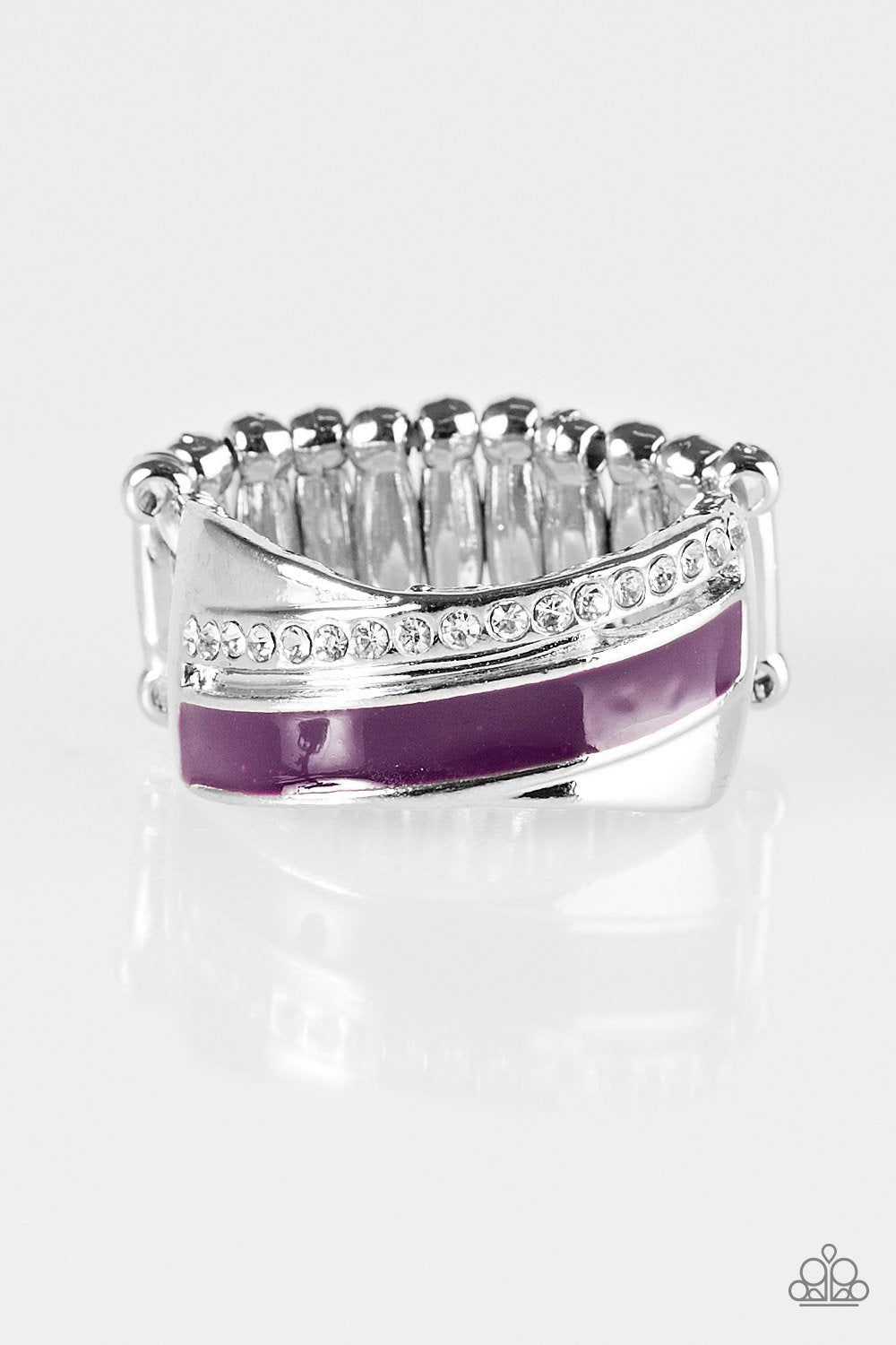 Wrapped In Radiance Silver and Purple Ring - Paparazzi Accessories-CarasShop.com - $5 Jewelry by Cara Jewels