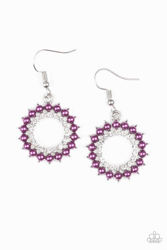 Wreathed In Radiance Purple Pearl Earrings - Paparazzi Accessories - lightbox -CarasShop.com - $5 Jewelry by Cara Jewels