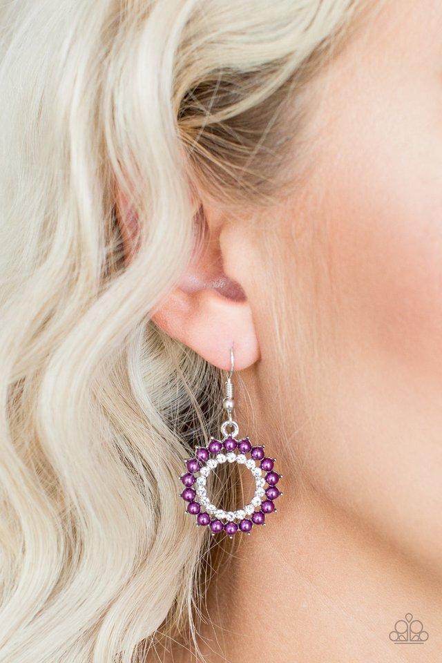 Wreathed In Radiance Purple Pearl Earrings - Paparazzi Accessories - lightbox -CarasShop.com - $5 Jewelry by Cara Jewels