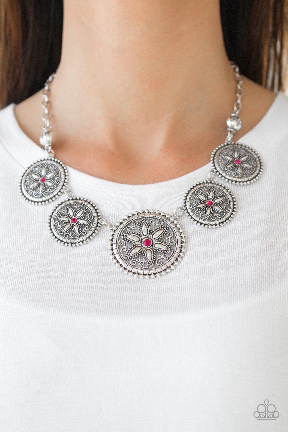 Written In The STAR LILLIES Pink Necklace - Paparazzi Accessories-CarasShop.com - $5 Jewelry by Cara Jewels