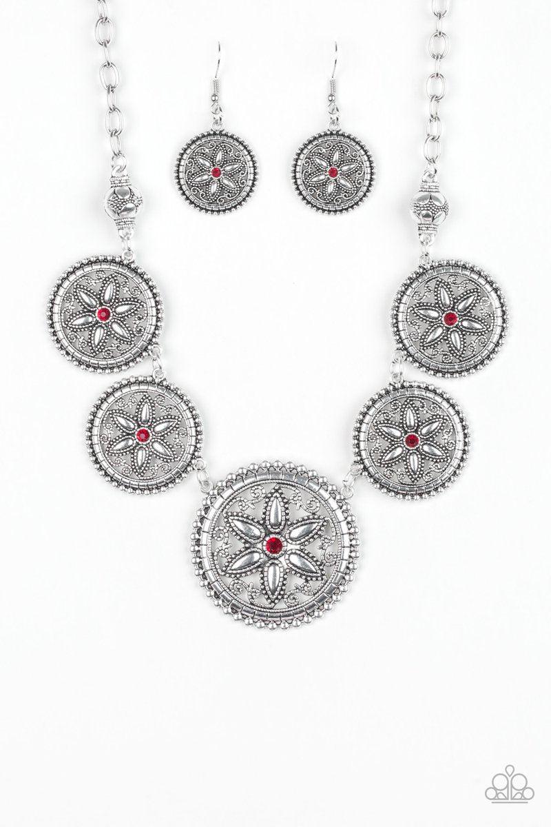 Written In The STAR LILLIES Red Necklace - Paparazzi Accessories-CarasShop.com - $5 Jewelry by Cara Jewels