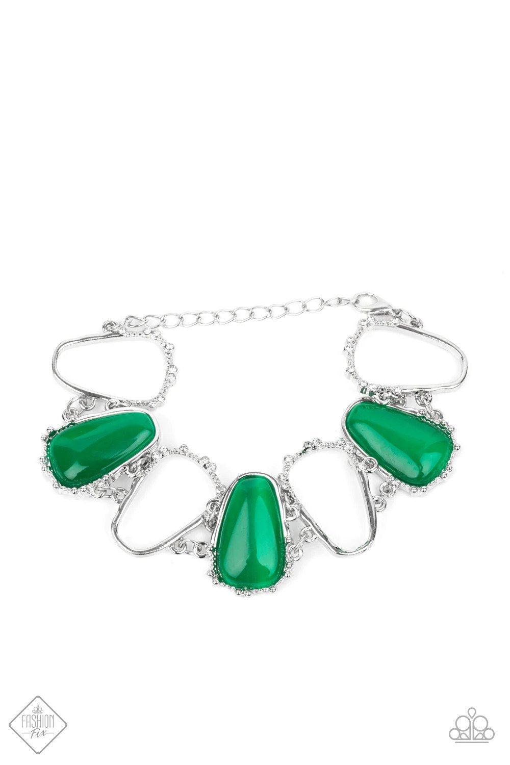Yacht Club Couture Green Bracelet - Paparazzi Accessories- lightbox - CarasShop.com - $5 Jewelry by Cara Jewels