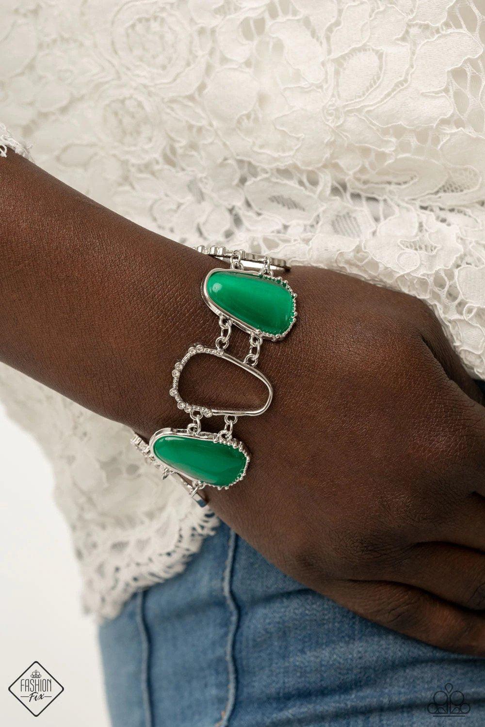 Yacht Club Couture Green Bracelet - Paparazzi Accessories- on model - CarasShop.com - $5 Jewelry by Cara Jewels