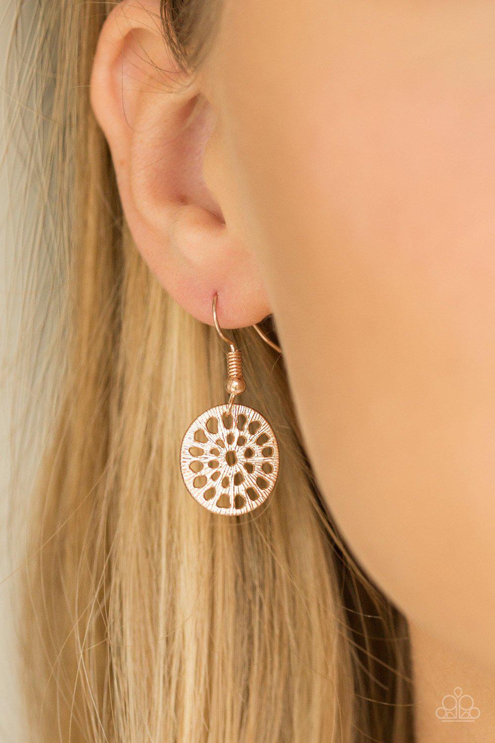 Your Own Free WHEEL Rose Gold Necklace - Paparazzi Accessories-free matching earrings -CarasShop.com - $5 Jewelry by Cara Jewels