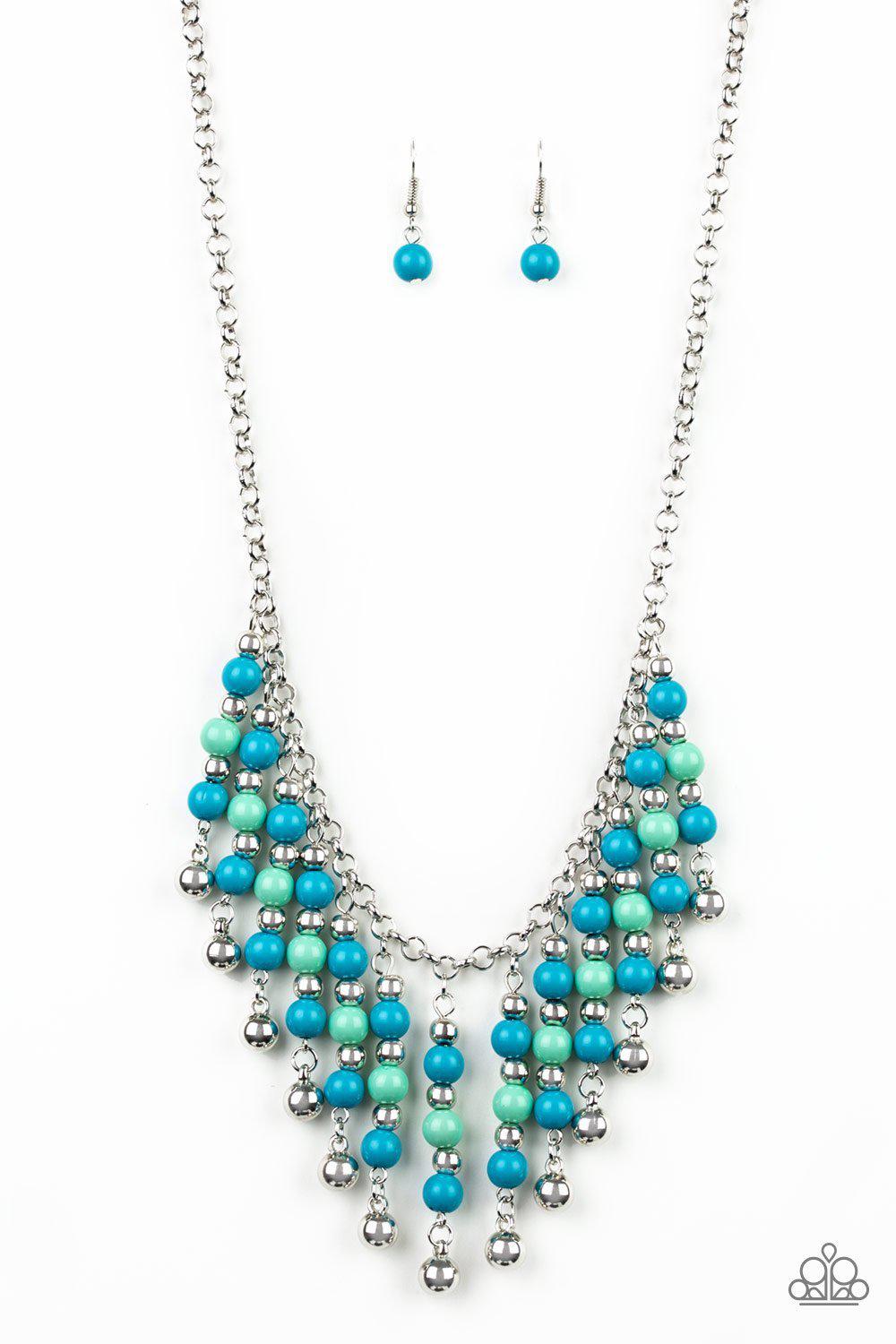 Your SUNDAE's Best Blue and Green Fringe Necklace - Paparazzi Accessories-CarasShop.com - $5 Jewelry by Cara Jewels