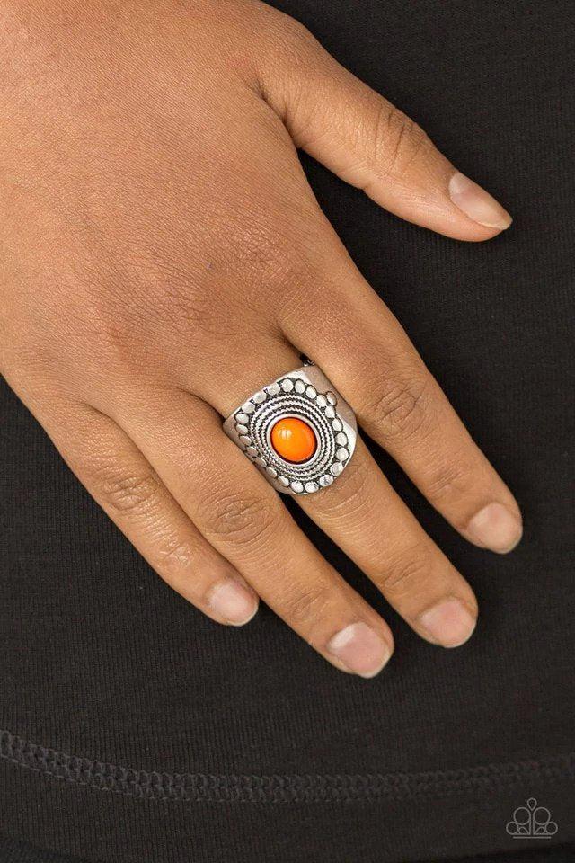 ZEN To One Orange Ring - Paparazzi Accessories- lightbox - CarasShop.com - $5 Jewelry by Cara Jewels