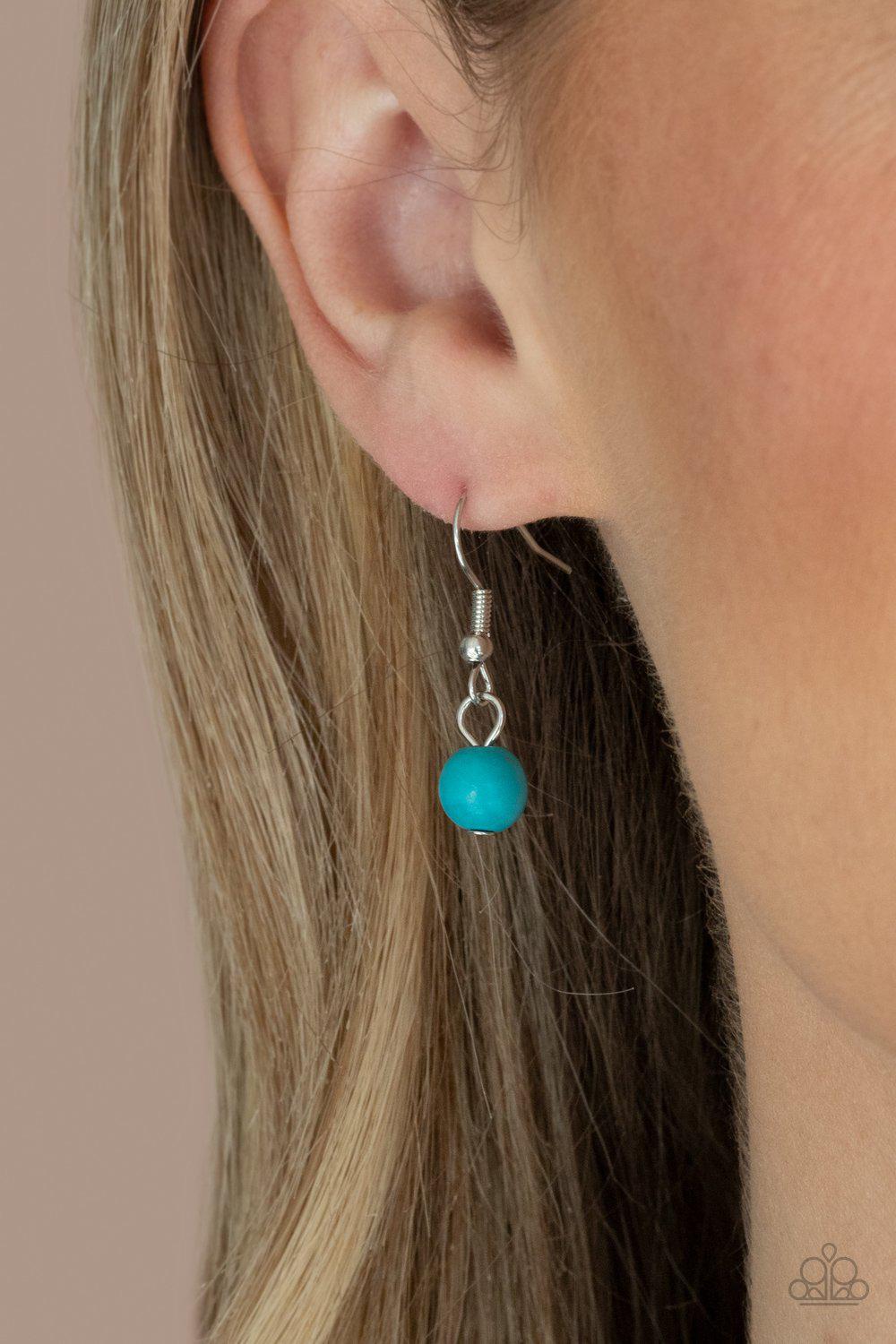 ZEN You Least Expect It Turquoise Blue Stone and Silver Necklace - Paparazzi Accessories - free matching earrings - CarasShop.com - $5 Jewelry by Cara Jewels