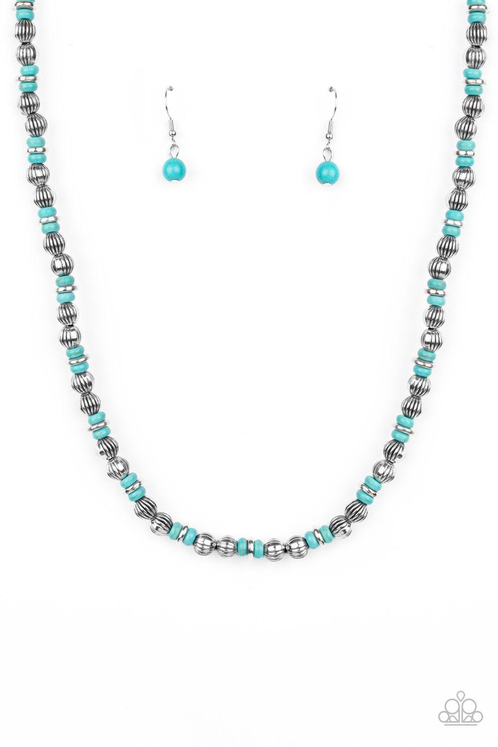 ZEN You Least Expect It Turquoise Blue Stone and Silver Necklace - Paparazzi Accessories- lightbox - CarasShop.com - $5 Jewelry by Cara Jewels