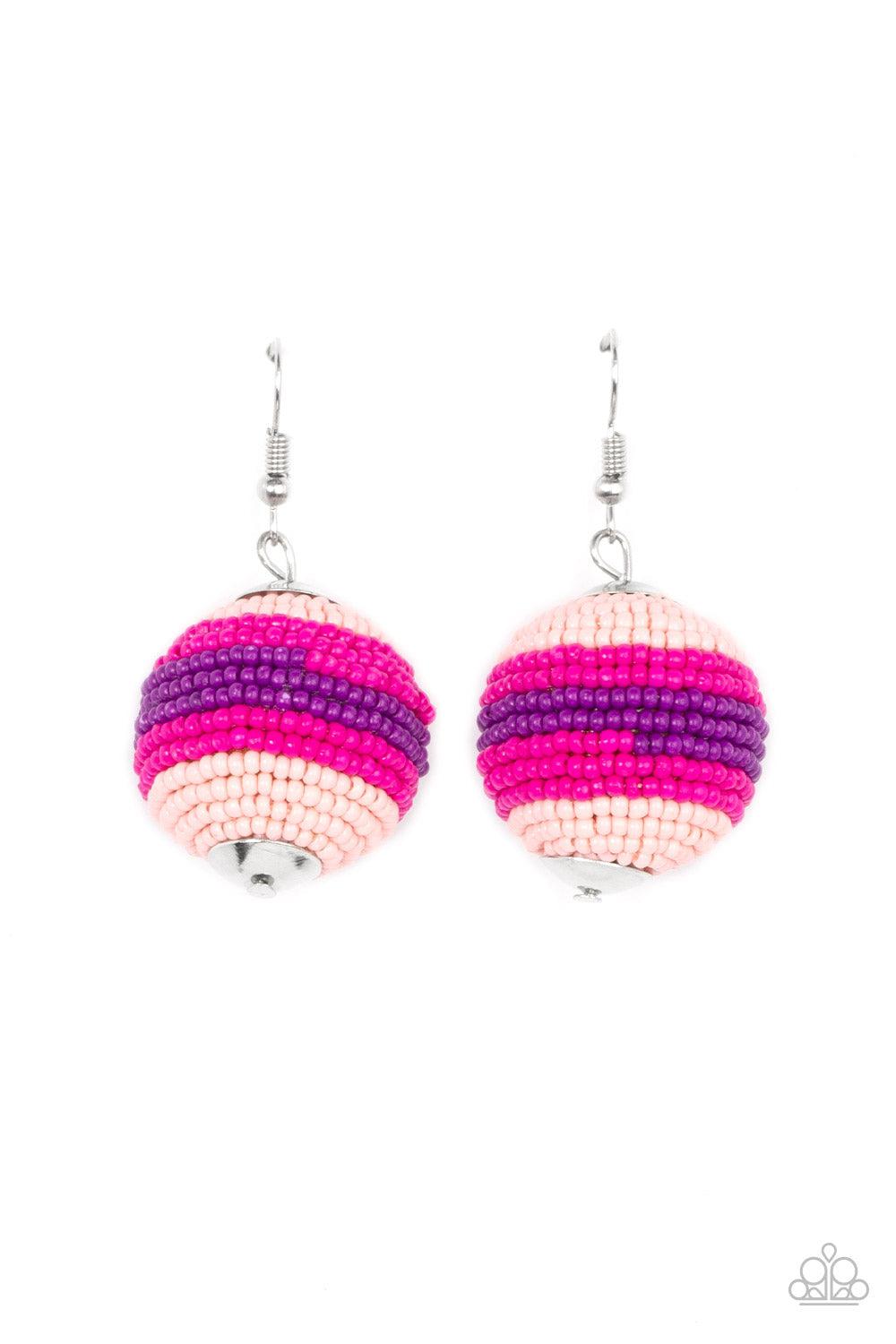 Zest Fest Pink Seed Bead Earrings - Paparazzi Accessories- lightbox - CarasShop.com - $5 Jewelry by Cara Jewels