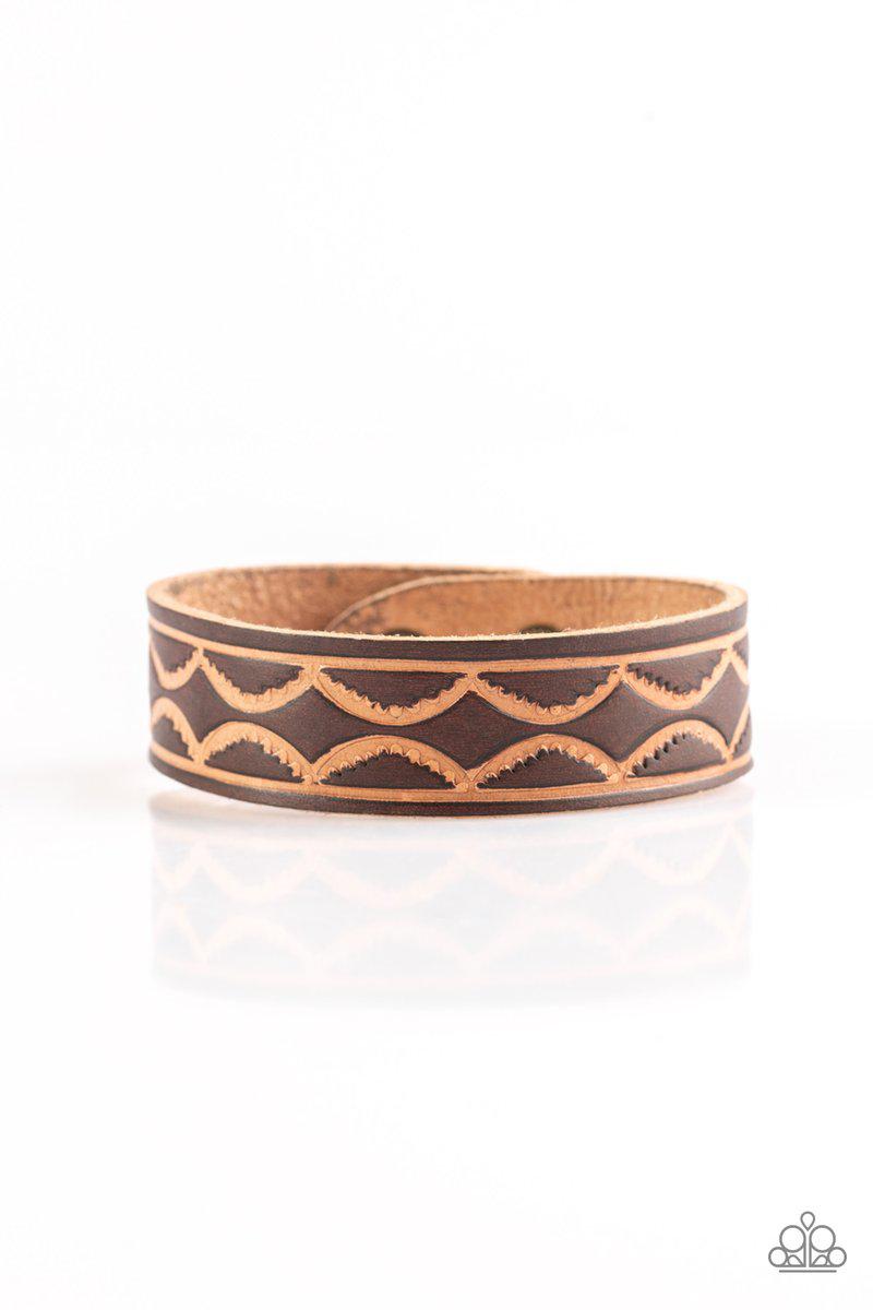 Zion Horizon Brown Leather Urban Bracelet - Paparazzi Accessories-CarasShop.com - $5 Jewelry by Cara Jewels