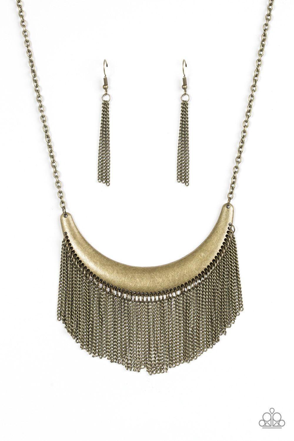 Zoo Zone Brass Fringe Necklace - Paparazzi Accessories-CarasShop.com - $5 Jewelry by Cara Jewels