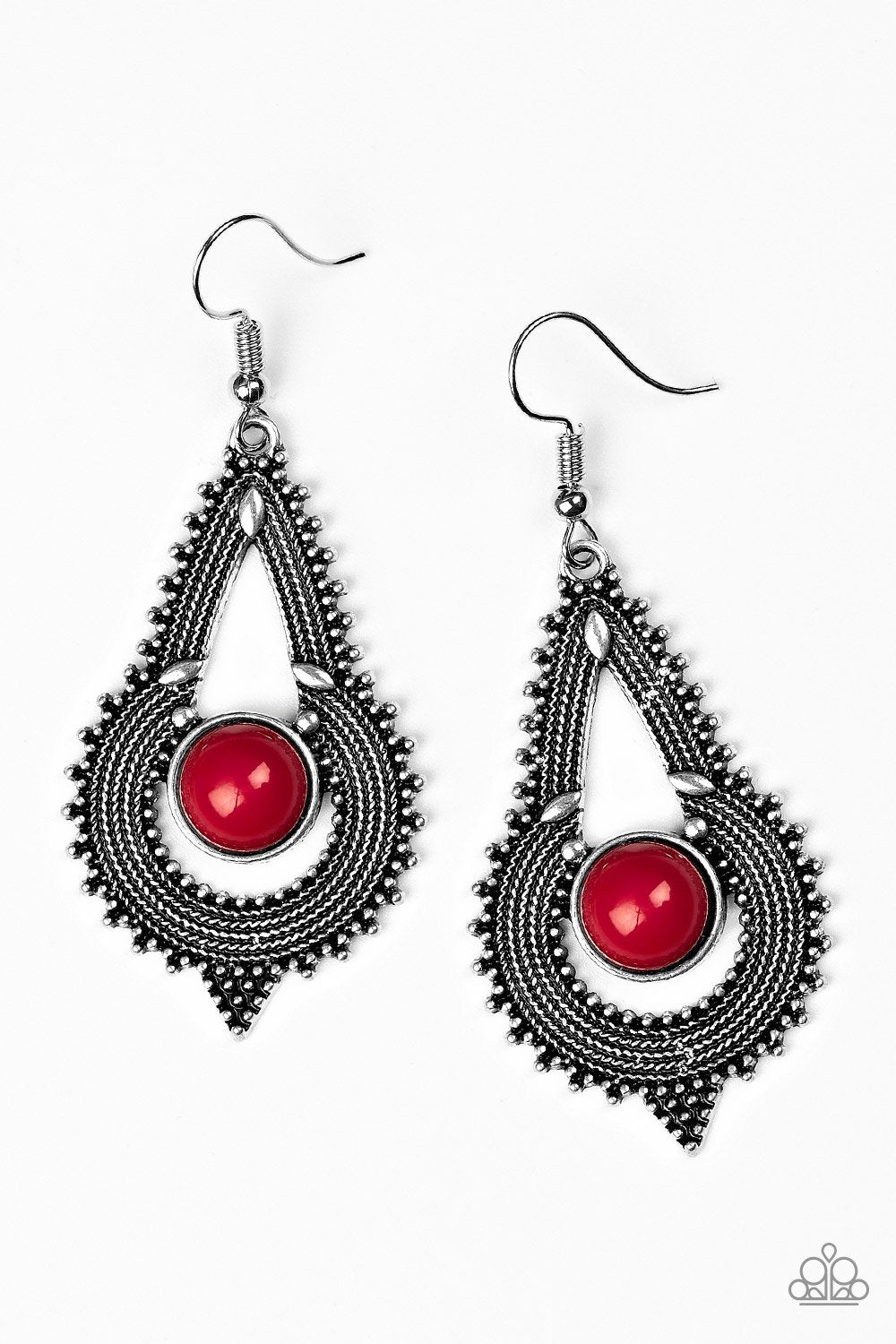 Zoomin Zumba Red Earrings - Paparazzi Accessories-CarasShop.com - $5 Jewelry by Cara Jewels